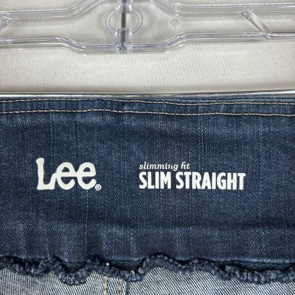 LEE Slimming Fit Slim Straight Pull On Jeans Womens 10 Short Dark Wash Denim 10S - Picture 4 of 13